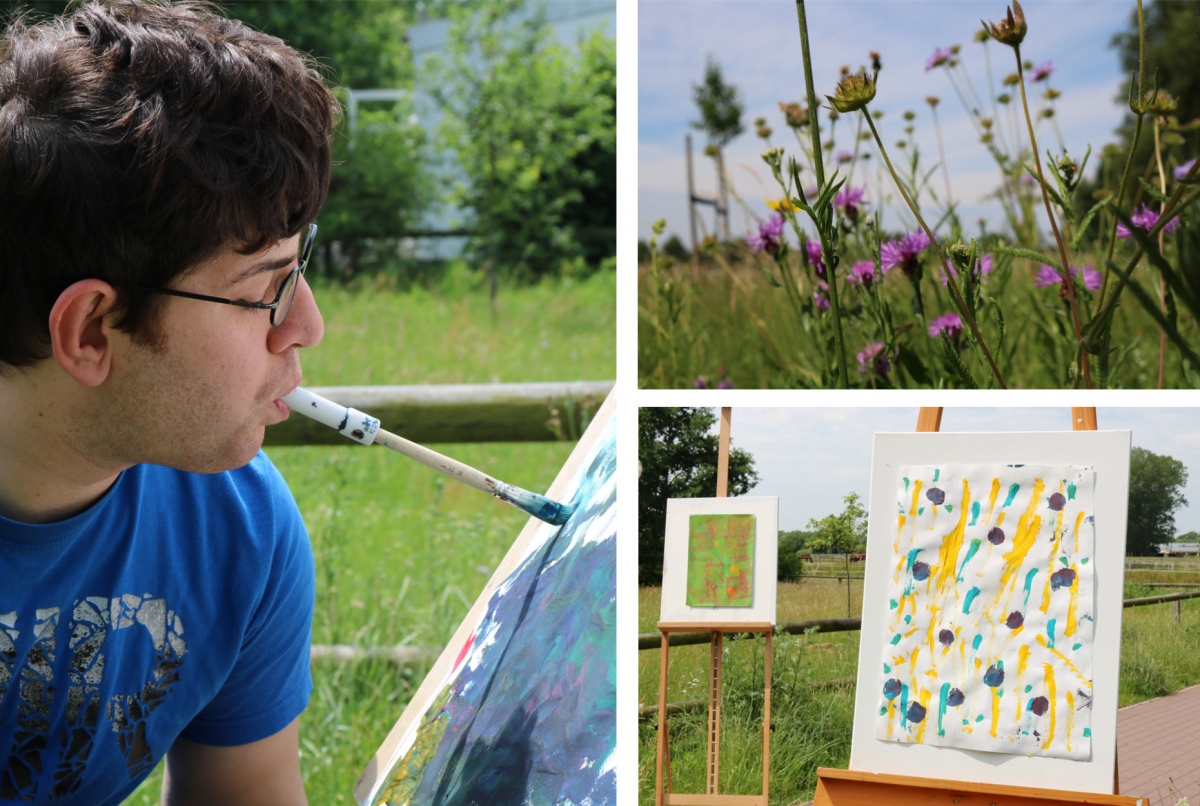 Ein Mann mal ein Bild mit dem Mund 