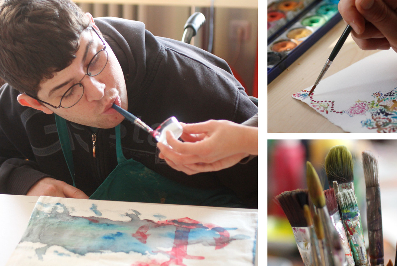 Malen mit dem Mund und mit den Händen 