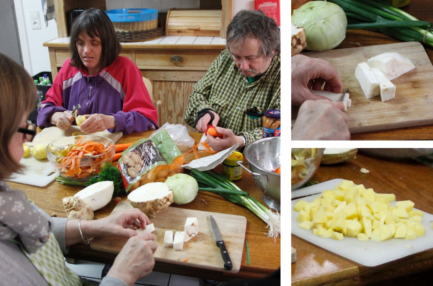 Gemeinsame Vorbereitung für das Mittagessen