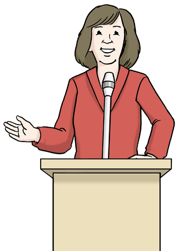 Frau hält Vortrag