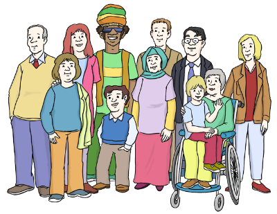 verschiedene Menschen zusammen